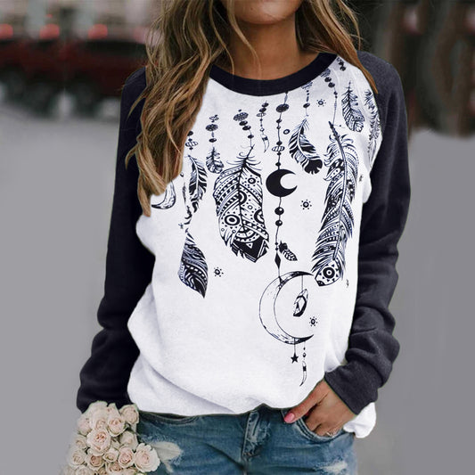 Women's Casual Print Long-Sleeved Hoodie