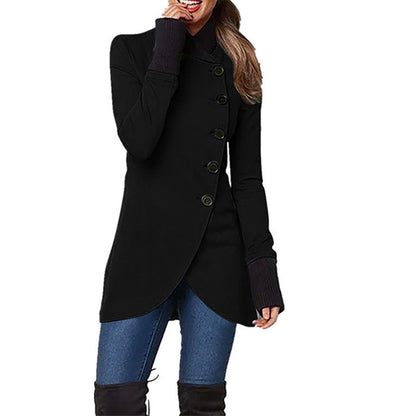 Panelled Hem Slit Long-sleeved Single-breasted Jacket