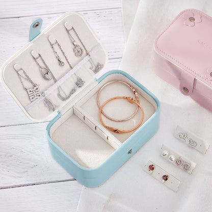 PU Leather Double-Layer Portable Jewelry Organizer Box