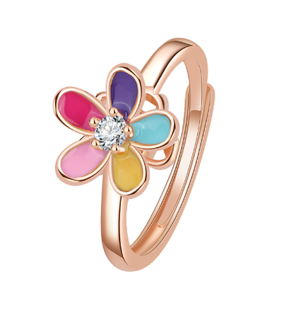 S925 Sterling Silver Women's Five Petal Flower Ring