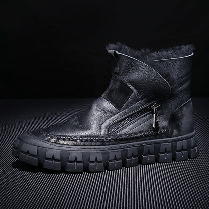 Men's Leather Fur One Boot with Wool and Fleece
