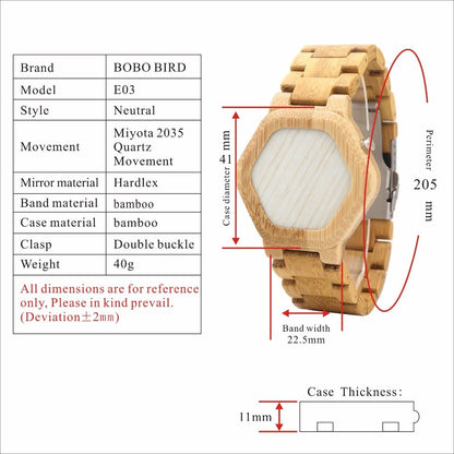 Wooden Wristwatch - Natural Wood Timepiece