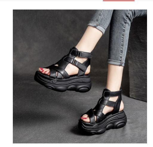 High-Heeled Retro Roman Sandals for Summer