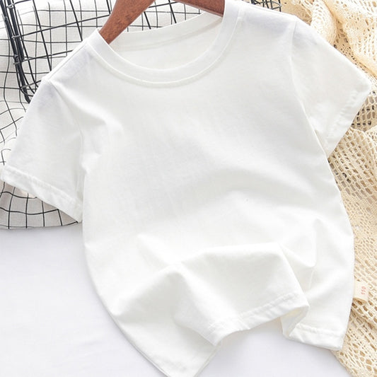 Boys and Girls White Half-Sleeve T-Shirt Top