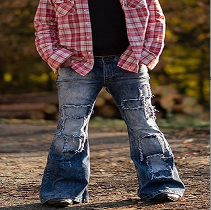 Retro Hong Kong Style Jeans with European American Patches