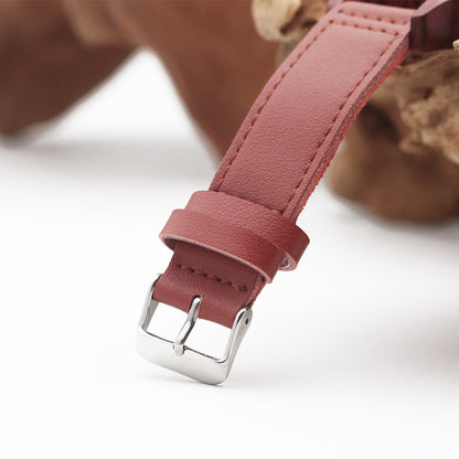 Wooden Quartz Triangle Couple Watch in Red Wood