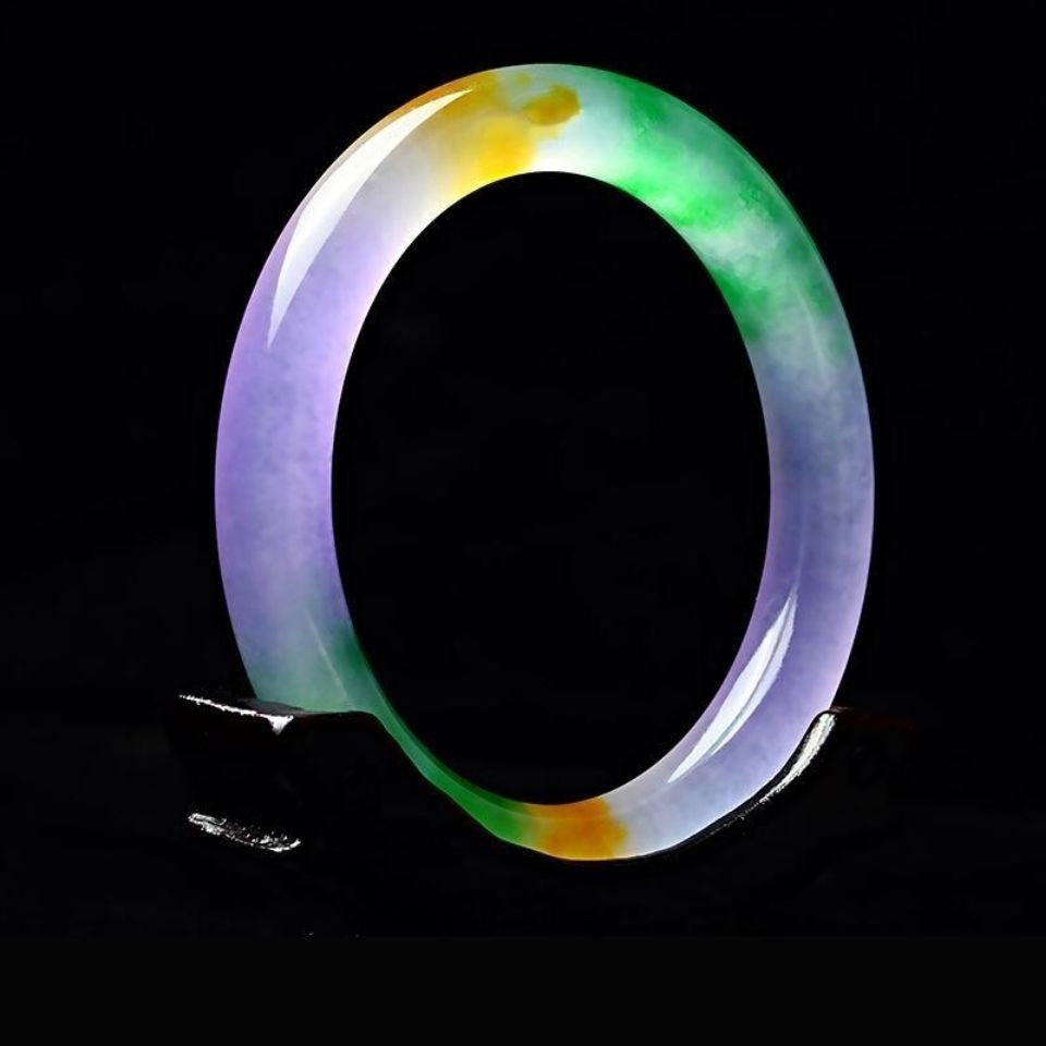 Colorful Jade Duobao Bracelet with Round Bars