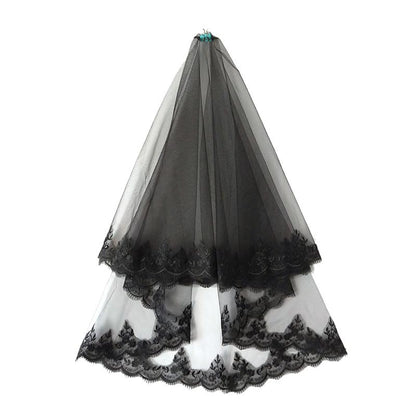 Vintage Black Bridal Veil Headpiece for Weddings
