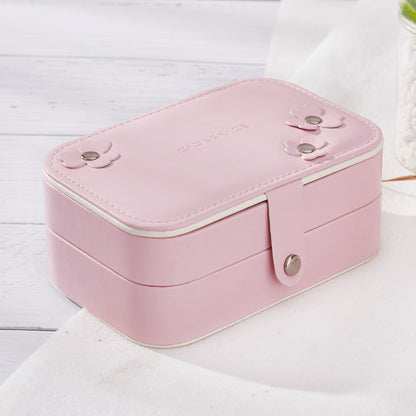 PU Leather Double-Layer Portable Jewelry Organizer Box