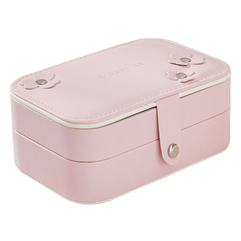 PU Leather Double-Layer Portable Jewelry Organizer Box