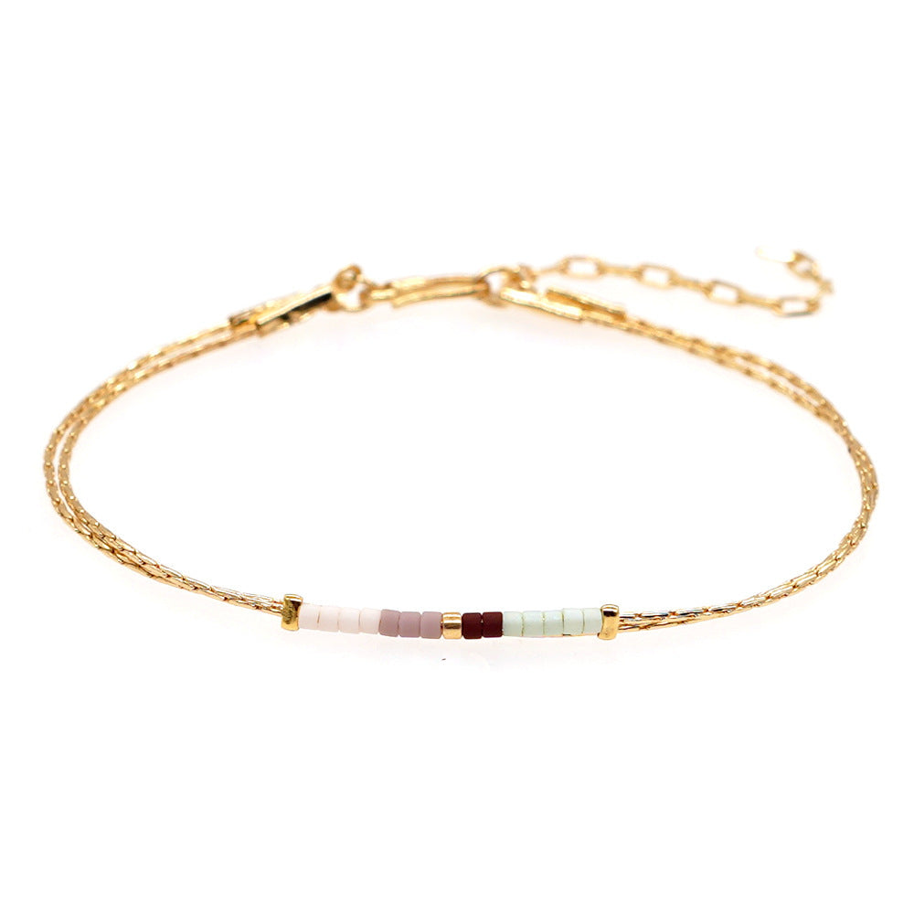 Double-Layer Gold Thread Bead Bracelet for Women