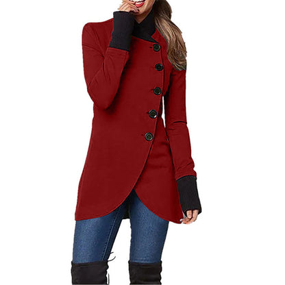 Panelled Hem Slit Long-sleeved Single-breasted Jacket