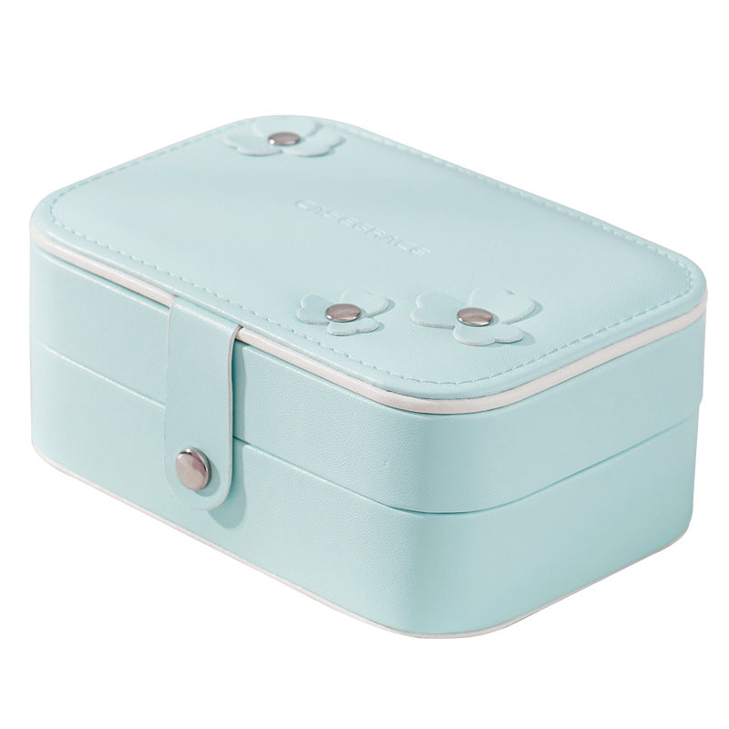 PU Leather Double-Layer Portable Jewelry Organizer Box