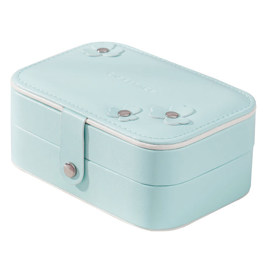 PU Leather Double-Layer Portable Jewelry Organizer Box