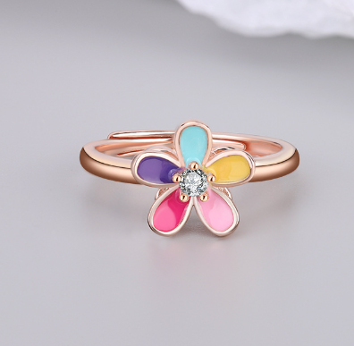 S925 Sterling Silver Women's Five Petal Flower Ring