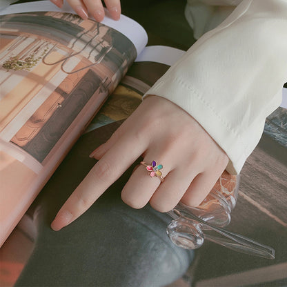 S925 Sterling Silver Women's Five Petal Flower Ring