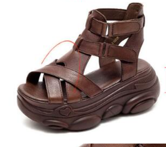 High-Heeled Retro Roman Sandals for Summer