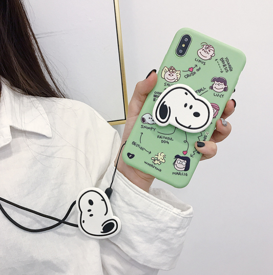 Cute Snoopy Phone Case with Stand and Protector