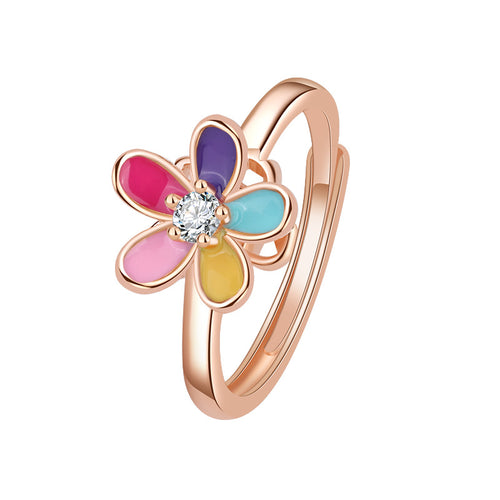 S925 Sterling Silver Women's Five Petal Flower Ring