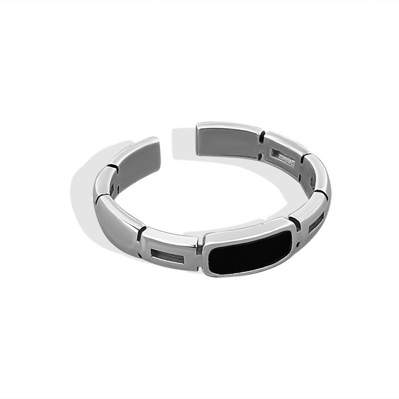 Vintage Thai Silver Adjustable Ring in Geometric Style