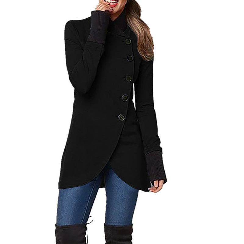 Panelled Hem Slit Long-sleeved Single-breasted Jacket