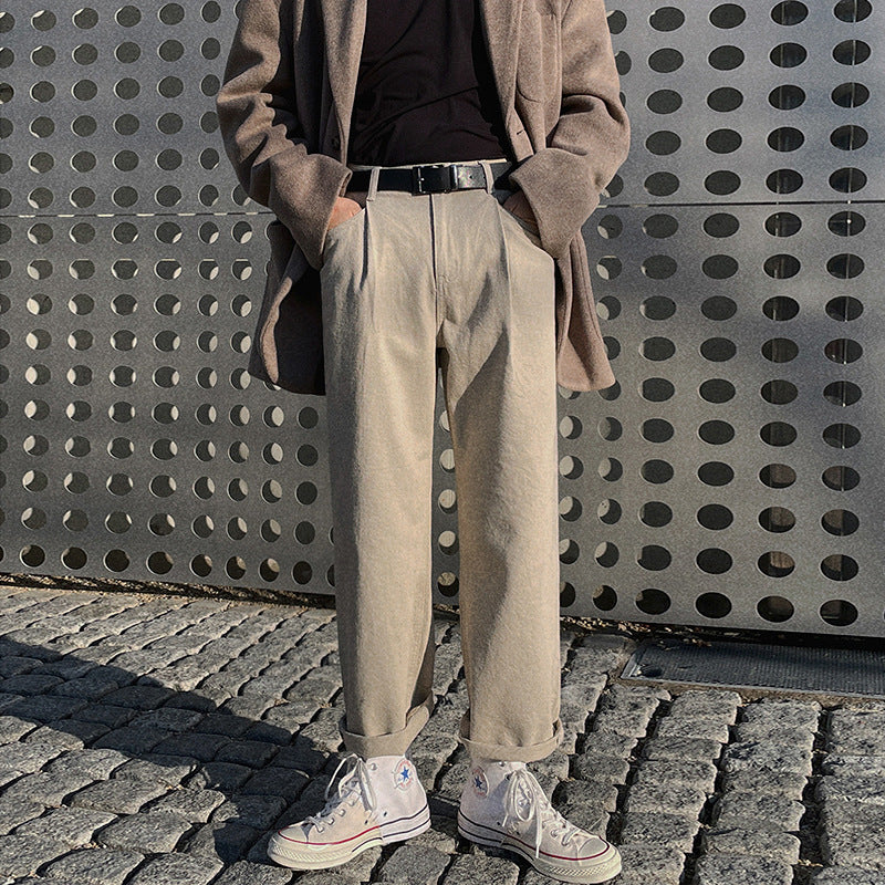 Trendy Solid Color Loose Fit Men's Casual Pants