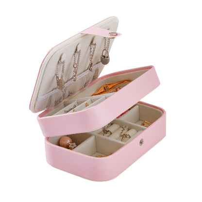 PU Leather Double-Layer Portable Jewelry Organizer Box