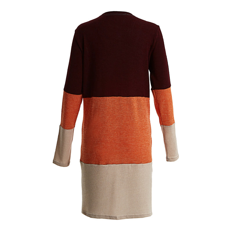 Casual Long Sleeve Color Block Cardigan Sweater